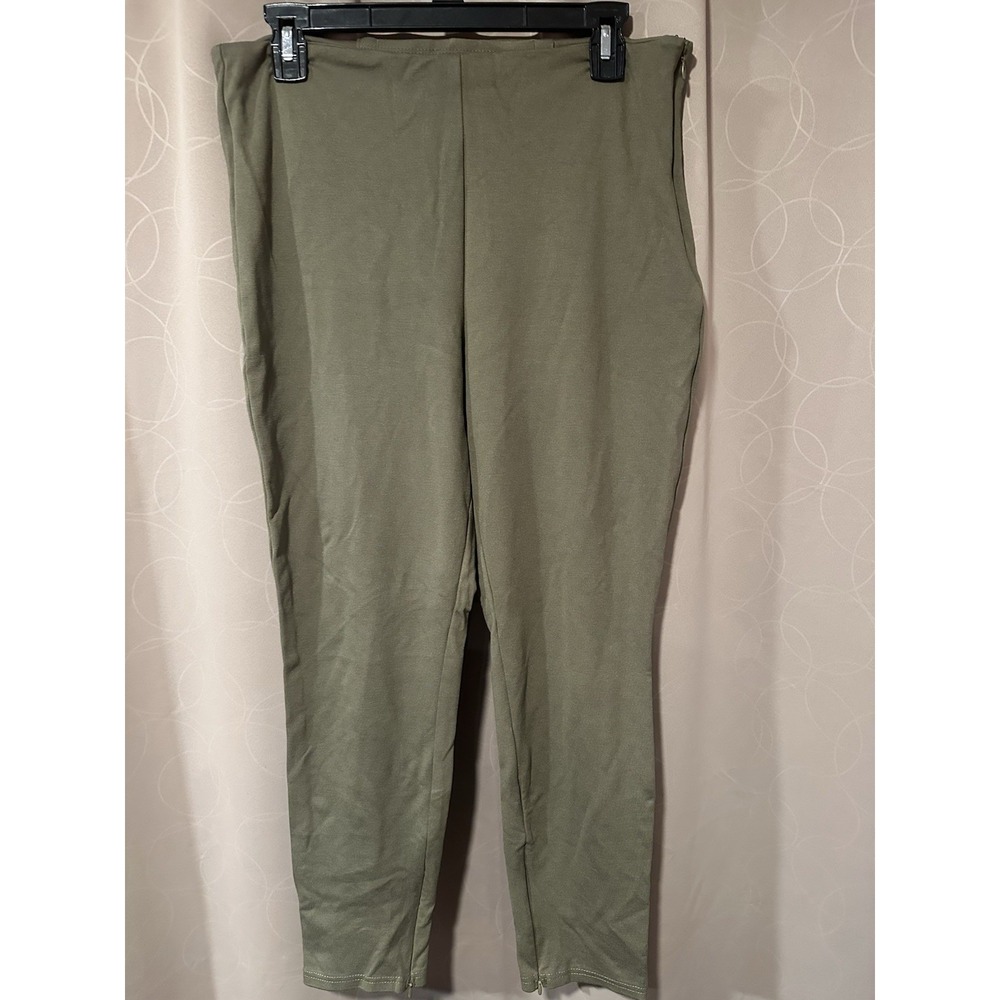 Fabletics Ponte Skinny Zip Split Pants Olive Green Women's Athletic Size XL